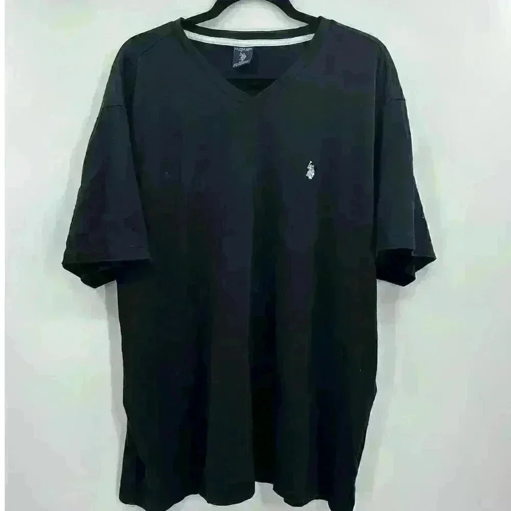 U.S. Polo Assn. Men's 100% Cotton Super Soft Black V-Neck‎ T-Shirt - Size 2XL
